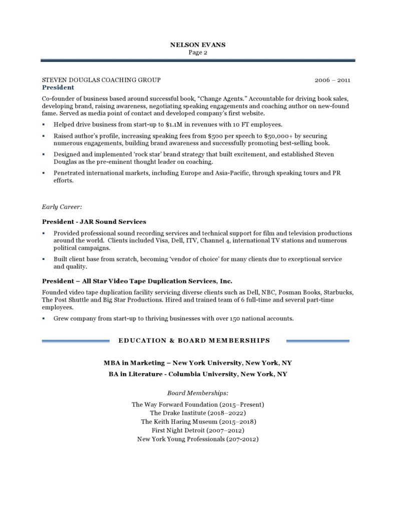 Community Relations Manager resume page 2