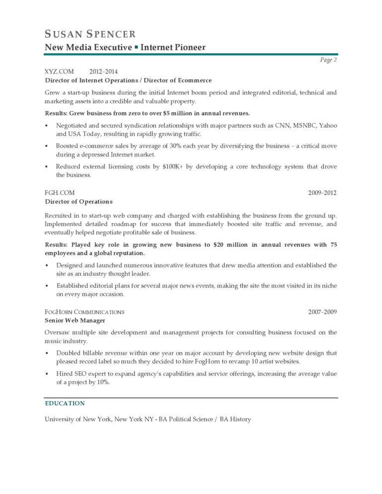 New Media Executive - Resume Sample | Blue Sky Resumes