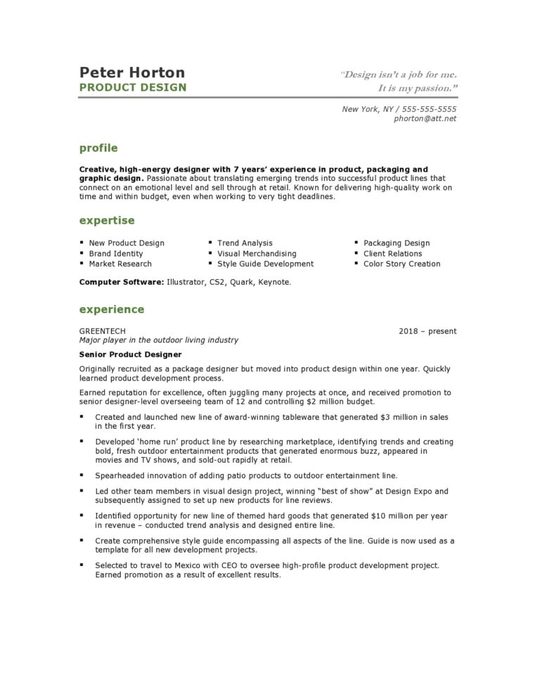 Product Designer - Resume Samples | Blue Sky Resumes